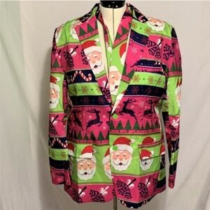 Ugly Christmas Blazer Sport Coat Jacket Santa Reindeer - Men's Medium (38-40)